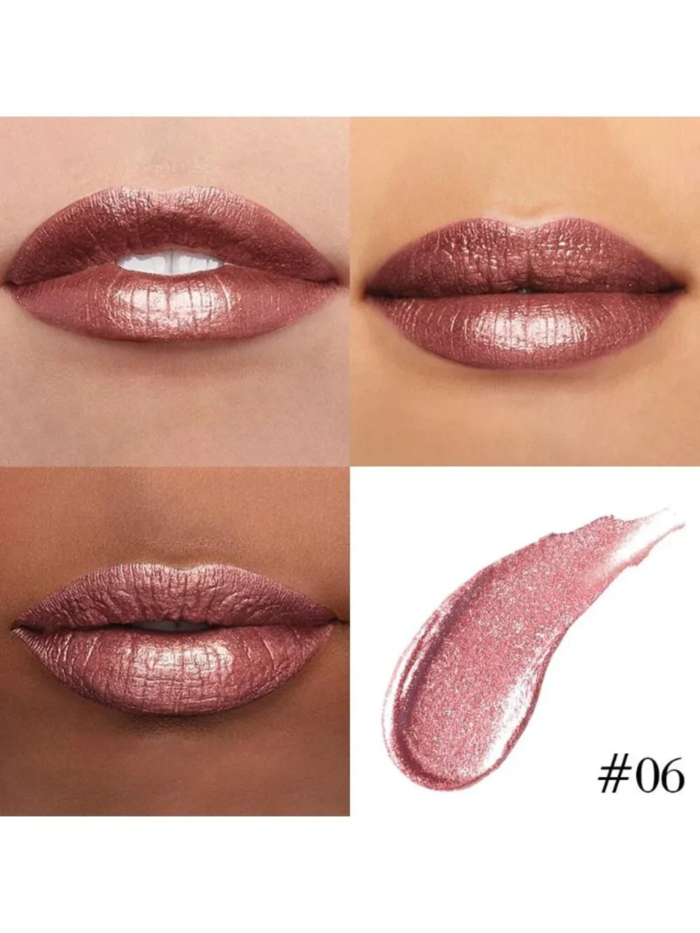 Womens 06# Dark Bronze-Metallic Glitter Liquid Lipstick lippies Lip Gloss